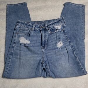 American Eagle Outfitters Women's Blue Distressed Jeans